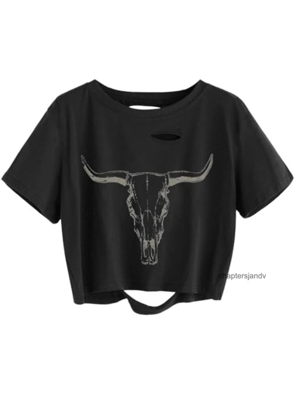 Women's Country Music Graphic Distressed Ripped Crop Top Tee